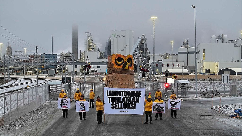 Tältä Kemin tehtaalla näyttää. Kuva on Greenpeacen luovuttama.