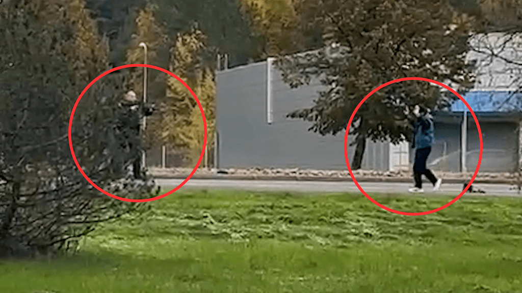 Poliisi ottamassa Raision bussiuhkailijaa kiinni. Lukijan kuva.