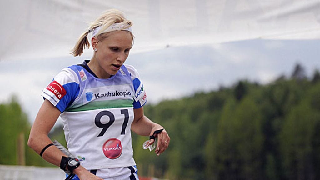Minna Kauppi PM-rasteilla. Kuva: Sami Kilpiö/LEHTIKUVA.