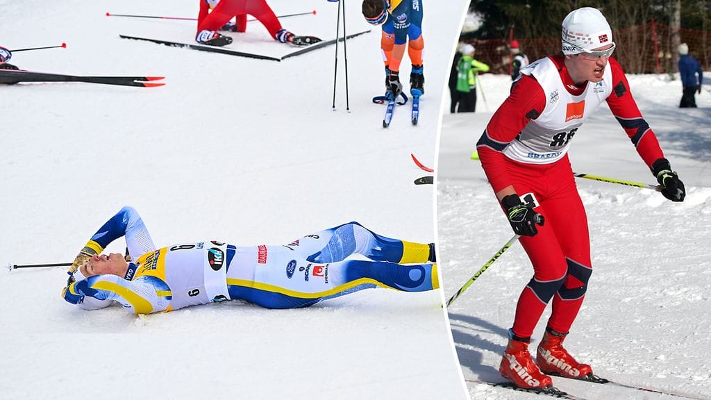 Eirik Augdal (oik.) pesi muun muassa William Poromaan (vas) testihiihdossa.