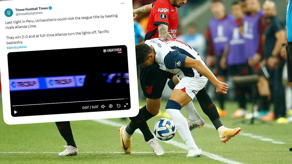 Valot sammutettiin heti Perun liigan finaalin päätyttyä. Taustakuva eri ottelusta.