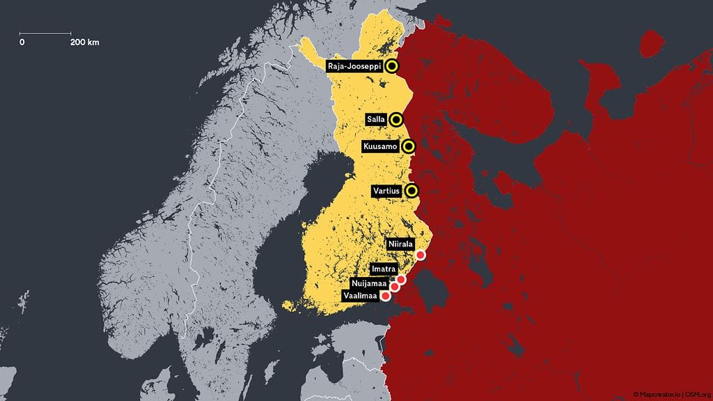 OMA: Kartta: Nämä rajanylityspaikat ovat suljettu (18.11.23-18.02.24), nämä auki