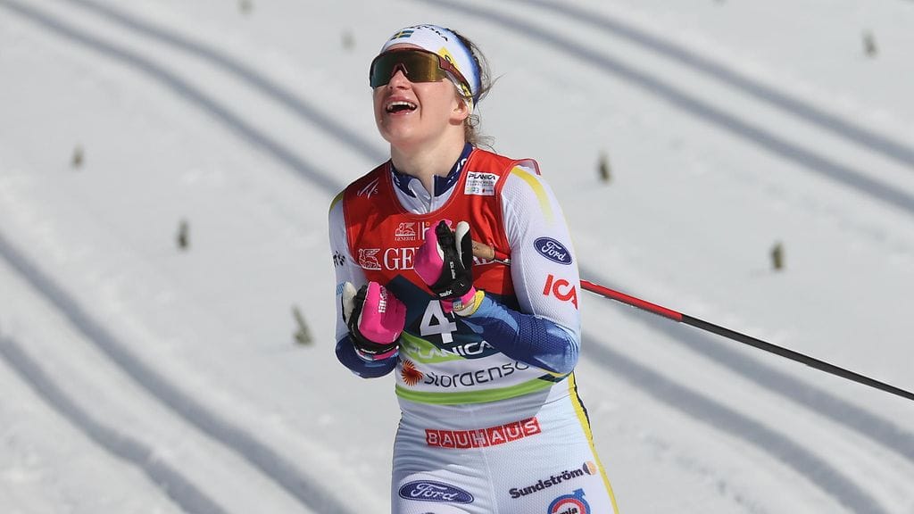 Ebba Andersson voitti Slovenian MM-hiihdoissa kaksi maailmanmestaruutta.