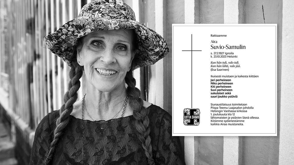 Aira Samulin kuolinilmoitus