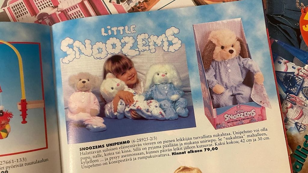 Little Snoozems -pehmoja Suuressa lelukirjassa vuonna 1997.