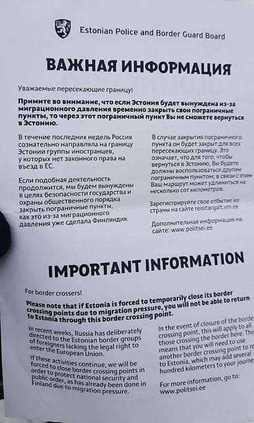 Älä mene Venäjälle -lappu