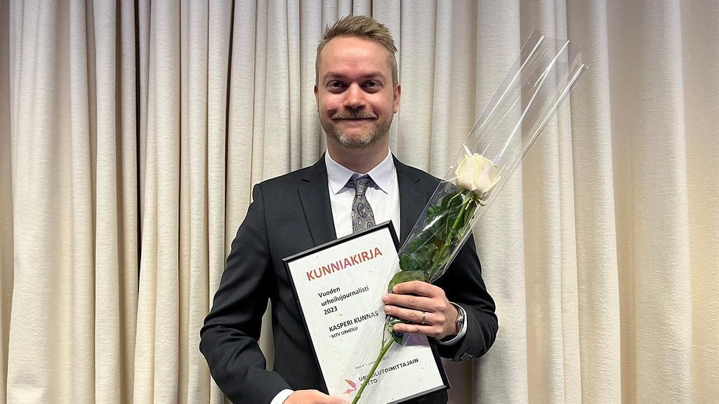 MTV:n Kasperi Kunnas on valittu Vuoden urheilujournalistiksi 2023.