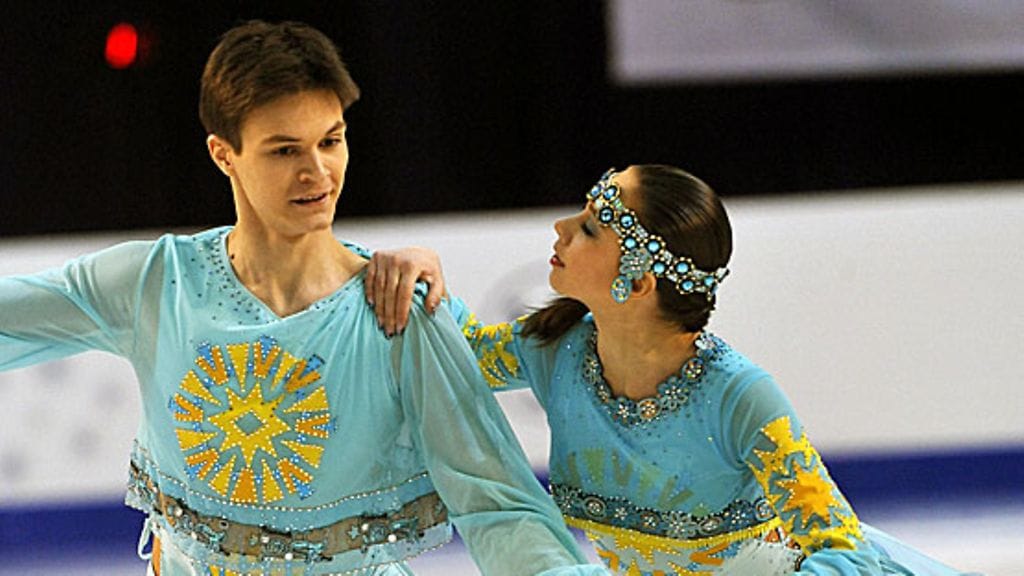 Sasha Palomäki ja Oksana Klimova Tallinnan EM-kisoissa. Kuva: Sari Gustafsson/LEHTIKUVA.