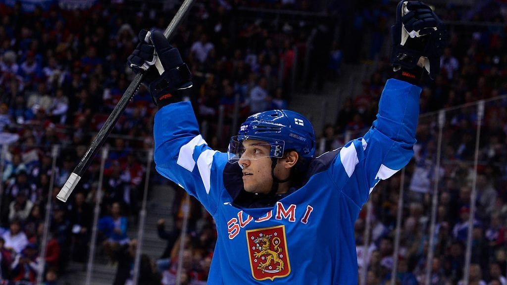 Juhamatti Aaltonen Leijonien olympiajoukkueessa vuoden 2014 Sotshin turnauksessa.