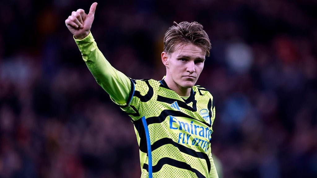 Martin Ödegaard tarjoili syötön Arsenalin avausmaaliin lauantaina.