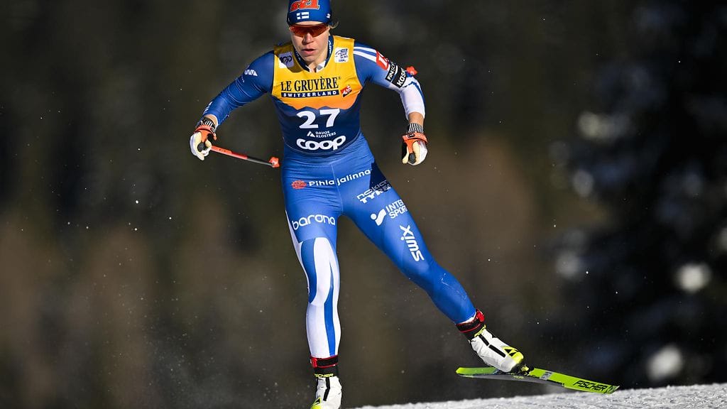 Jasmi Joensuu Davosin sprinttikarsinnassa.