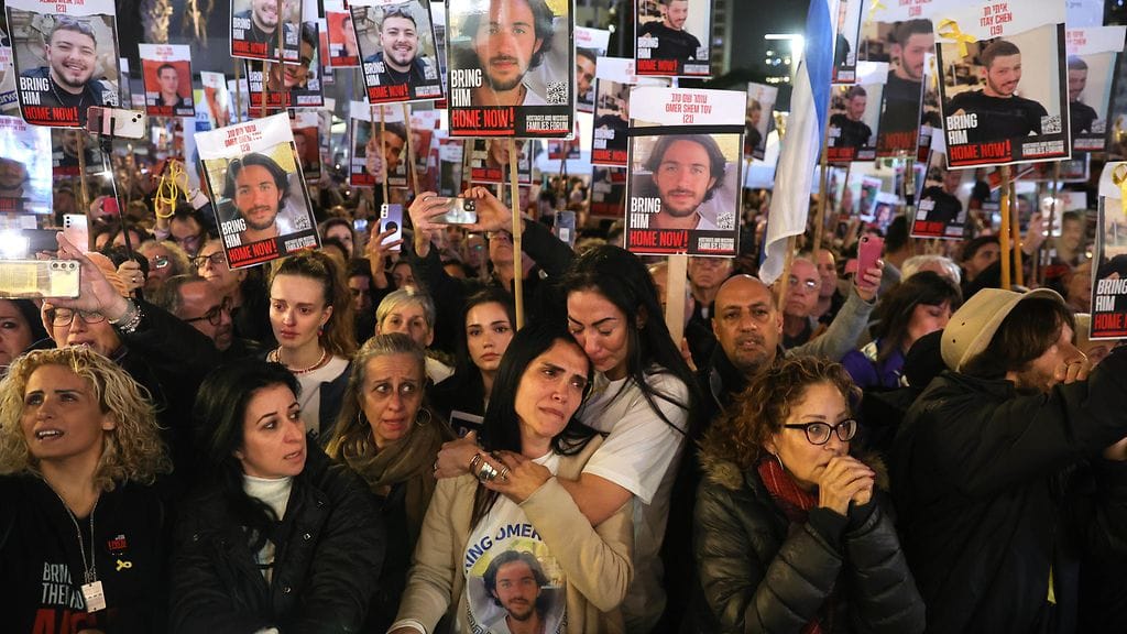 Israelilaiset osoittivat mieltään ja vaativat panttivankien vapauttamista tammikuussa 2024