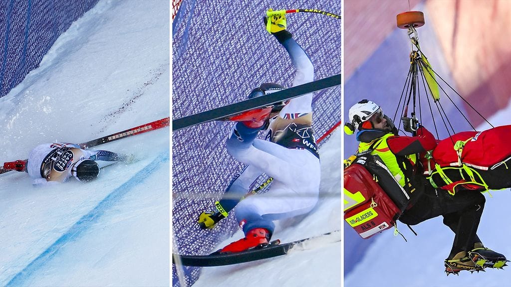 Aleksander Aamodt Kilde loukkaantui laskettuaan ulos Wengenin syöksykisassa.