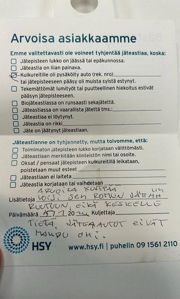 Antonian HSY:ltä saama viesti: "Arvoisa kusipää..."
