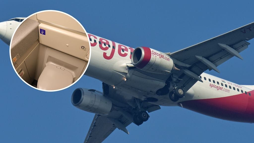 Miesmatkustaja oli yli tunnin jumissa SpiceJetin lentokoneen vessassa. Kuvituskuva.