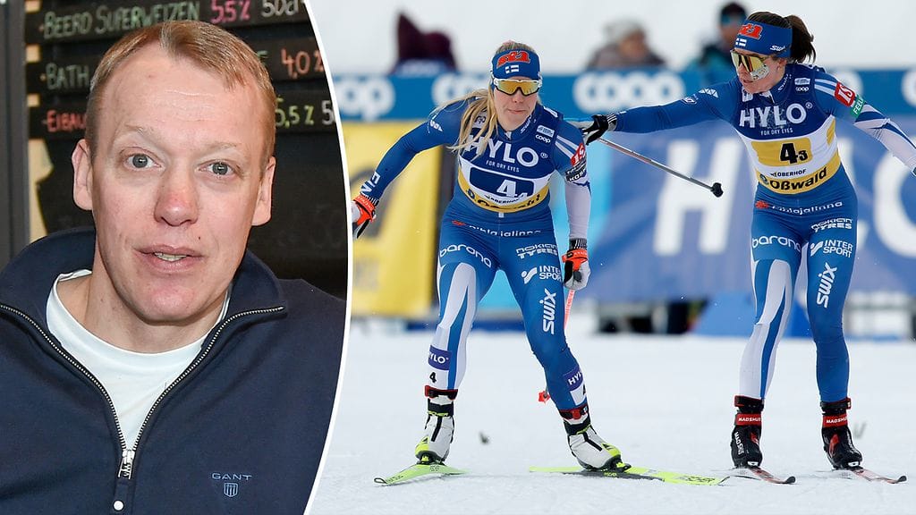 Jari Isometsä haluaa muutoksia viesteihin. Kuvassa Krista Pärmäkoski lähettää Jasmi Joensuun ankkuriosuudelle Oberhofissa.