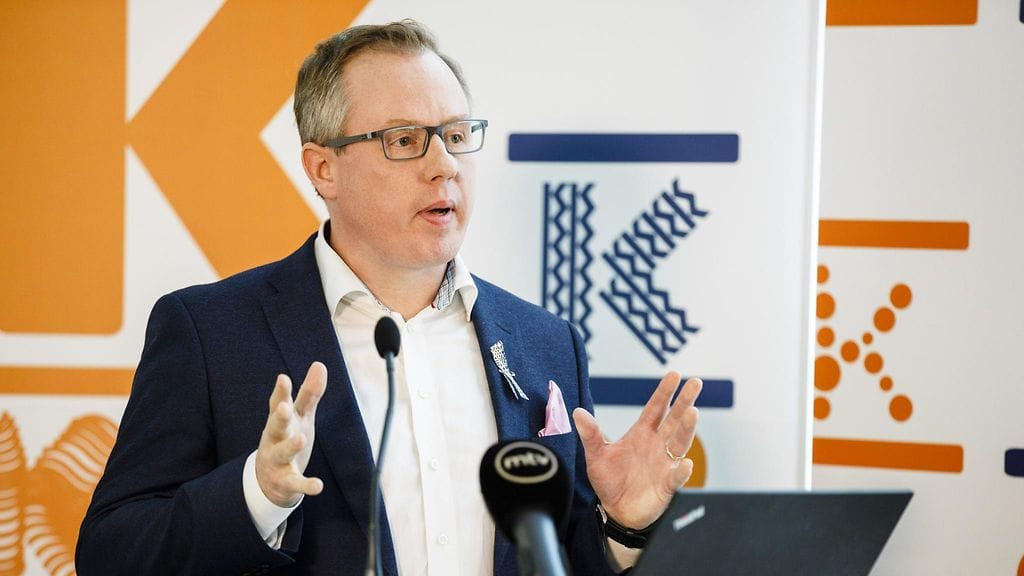 Kiantaman toimitusjohtaja Vernu Vasunta Keskon tiedotustilaisuudessa Helsingissä 29. syyskuuta 2017.