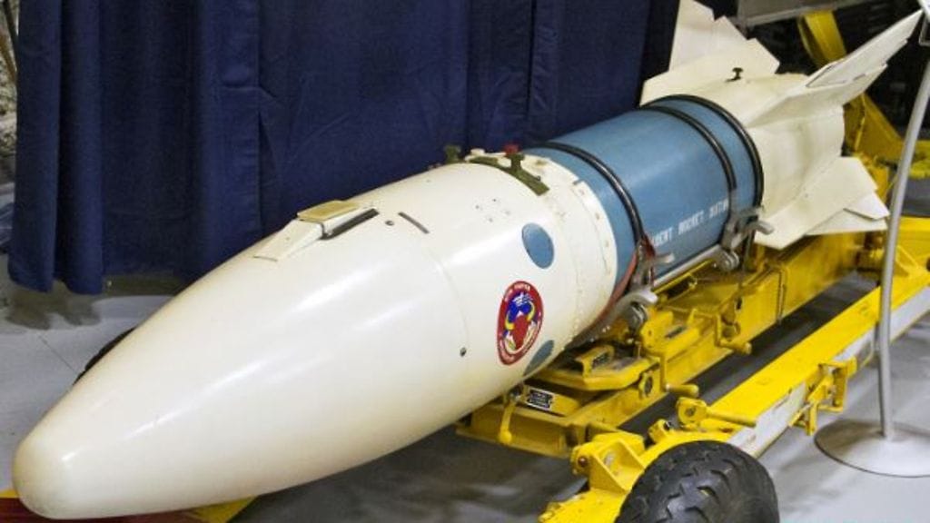 AIR-2 Genie rocket with a replica nuclear warhead attached. (photo by Steve Heeb)