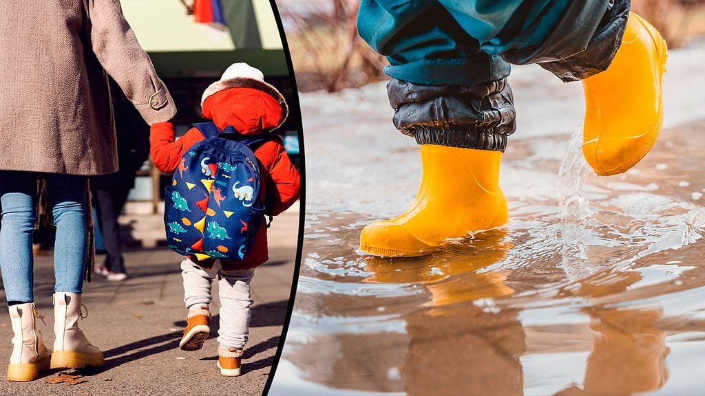 Päiväkotiin pitää muistaa pakata mukaan sadesään vaatteet.