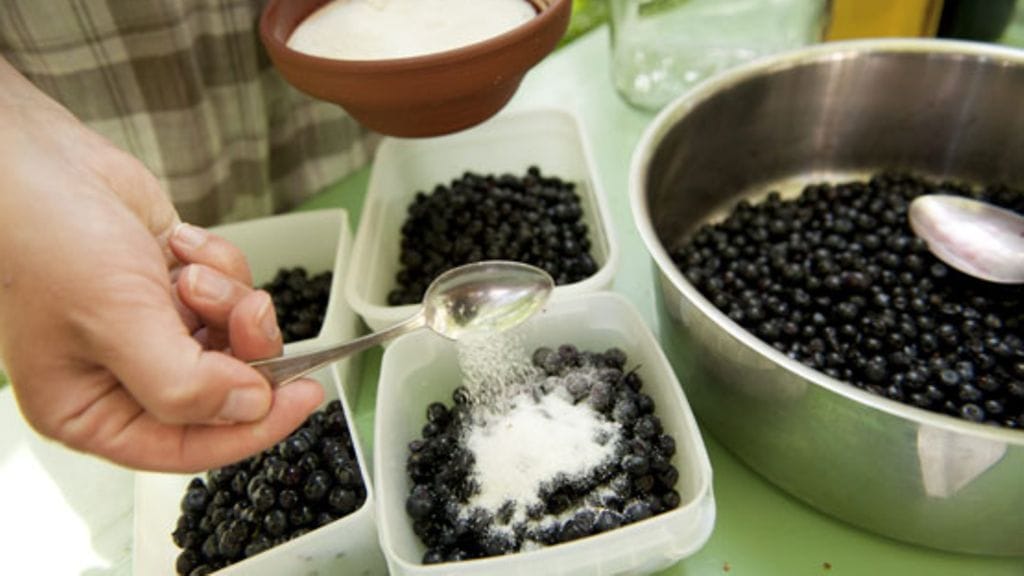 Pakastettavia marjoja ei kannata sokeroida liian ronskilla kädellä.