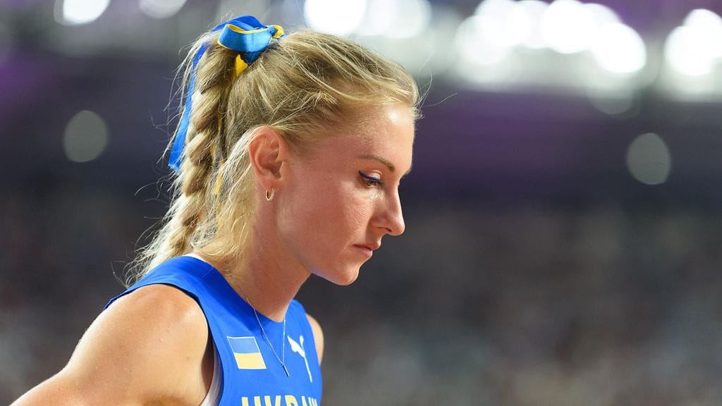 Anna Ryzhykova kuvattuna yleisurheilun MM-kisoissa Budapestissa elokuussa 2023.