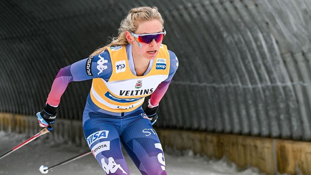 Jessie Diggins jäi Salpausselän vapaan sprintissä karsintaan.