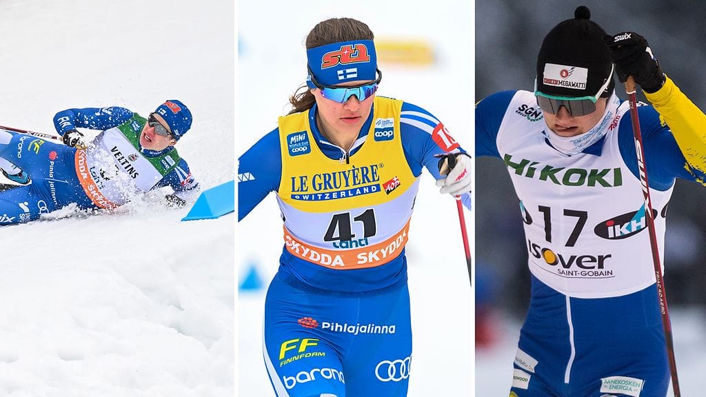 Niilo Moilanen (vas.), Hilla Niemelä (kesk.) ja Verneri Poikonen olivat epäonnisia vapaan sprittikisassa.