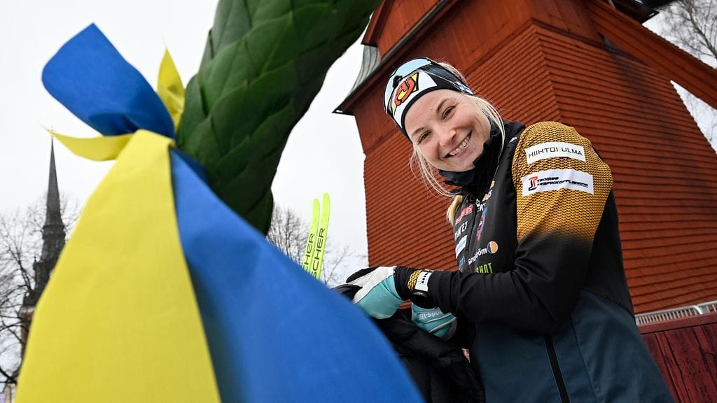 Kati Roivas juhli Tjejvasan-kisan voittoa Ruotsin Oxbergissa viime helmikuussa.