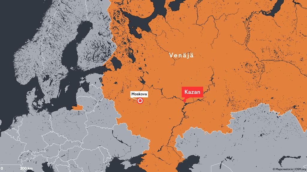 Kazan sijaitsee yli 800 kilometrin päässä pääkaupunki Moskovasta.