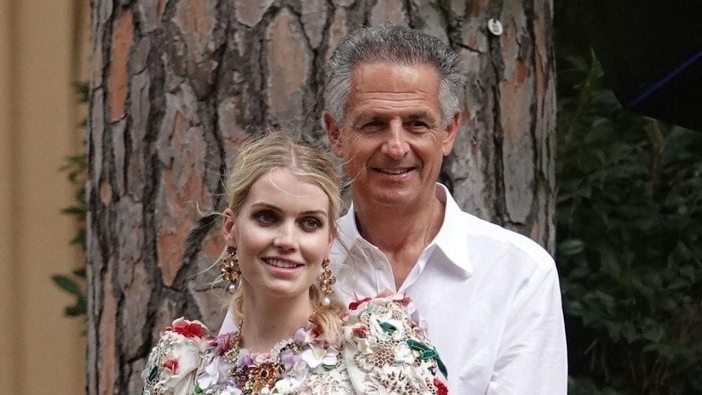 Lady Kitty Spencer ja Michael Lewis vastanaineina Italiassa heinäkuussa 2021.