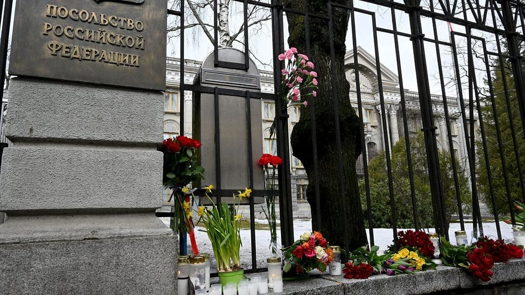 Venäjän Helsingin-suurlähetystö 23.3.2024.