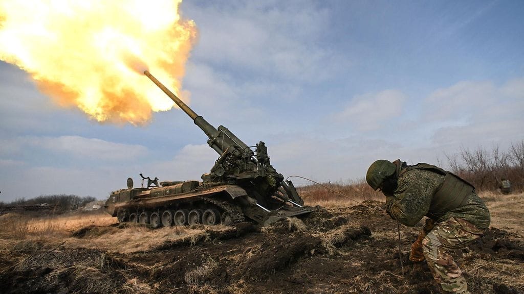 Venäjän panssarihaupitsi 23. maaliskuuta.