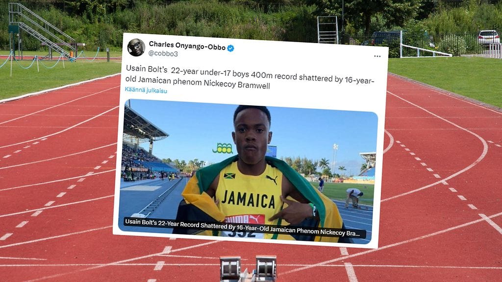 Nickecoy Bramwell rikkoi Usain Boltin kisaennätyksen 400 metrillä.
