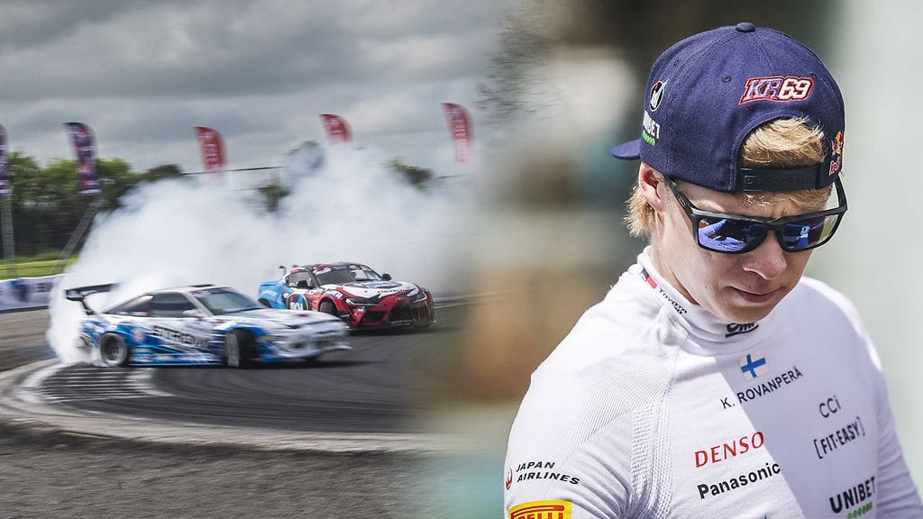 Kalle Rovanperä ei päässyt kärkisijoille driftingkisassa Japanissa.