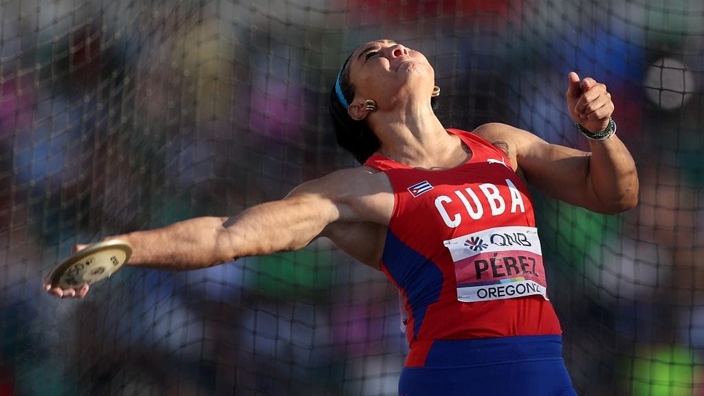 Yaime Perez täräytti uuden ennätyksensä Oklahomassa. Kuva vuoden 2022 MM-kisoista.
