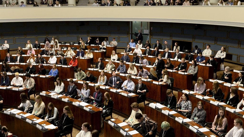 Eduskunta huhtikuussa 2024. Kuvituskuva.