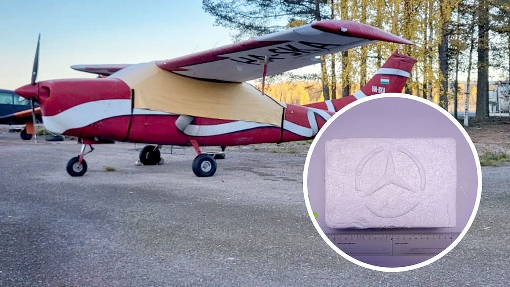Poliisin kuvaa pienkoneesta, jolla kerrotaan tuodun kokaiinia Suomeen.
