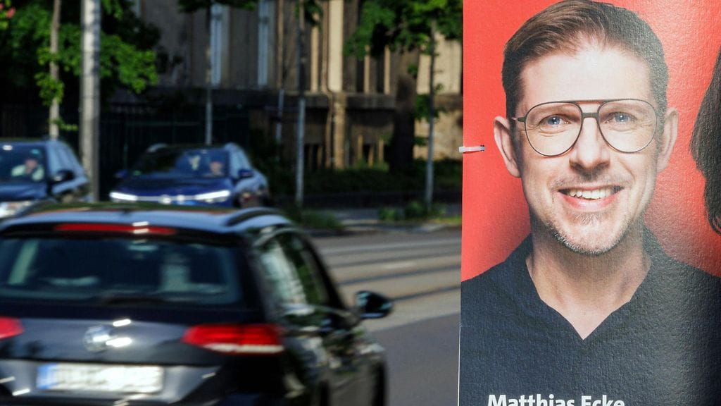 Kuvituskuva. Saksan sosiaalidemokraattisen puolueen SPD:n ehdokas Matthias Ecke vaalijulisteessa.