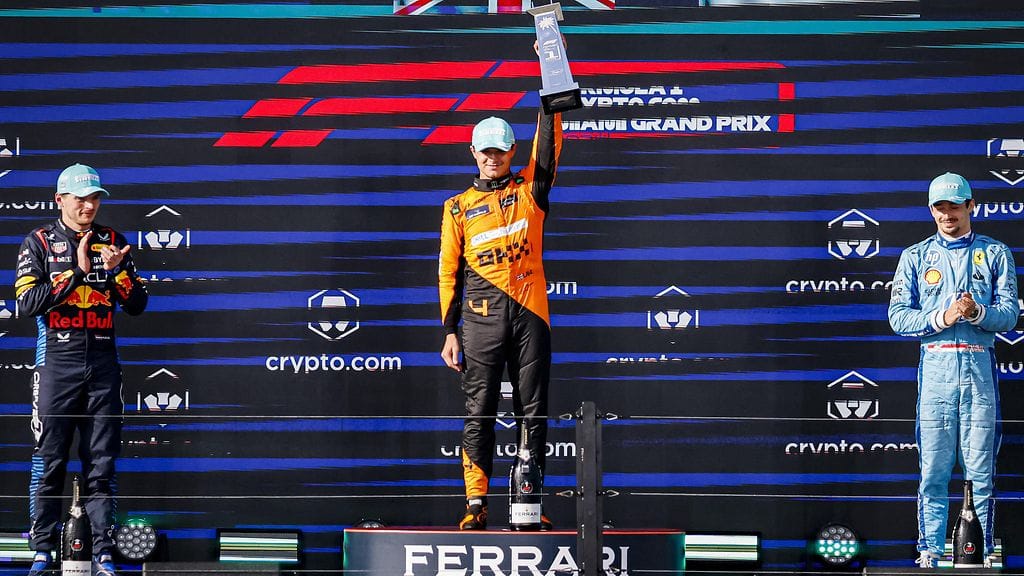 Lando Norris ajoi uransa avausvoittoon Miamissa.