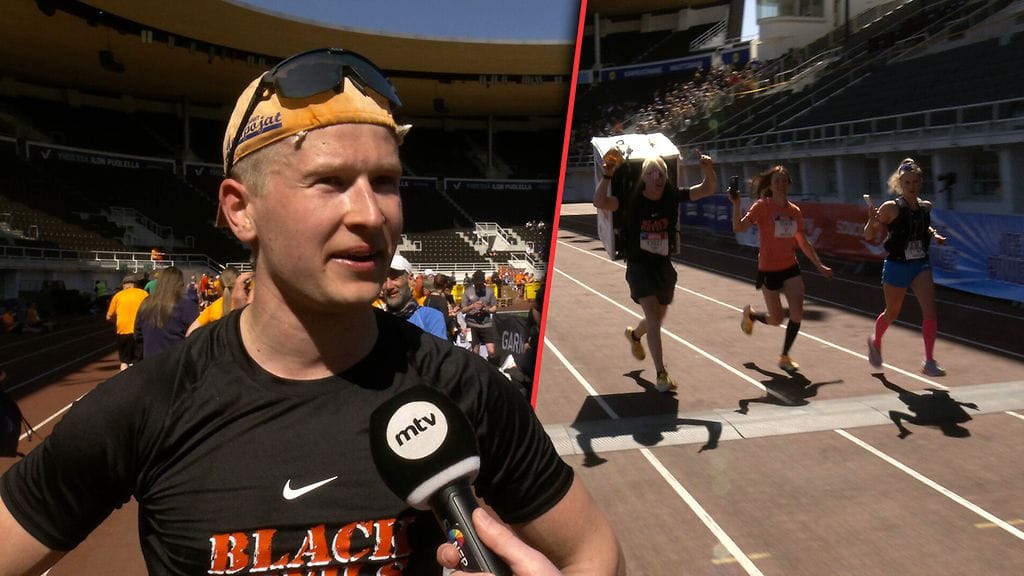 Kestävyysurheilija Samu Taina juoksi maailmanennätyksen Helsinki City Maratonilla jääkaappi selässään