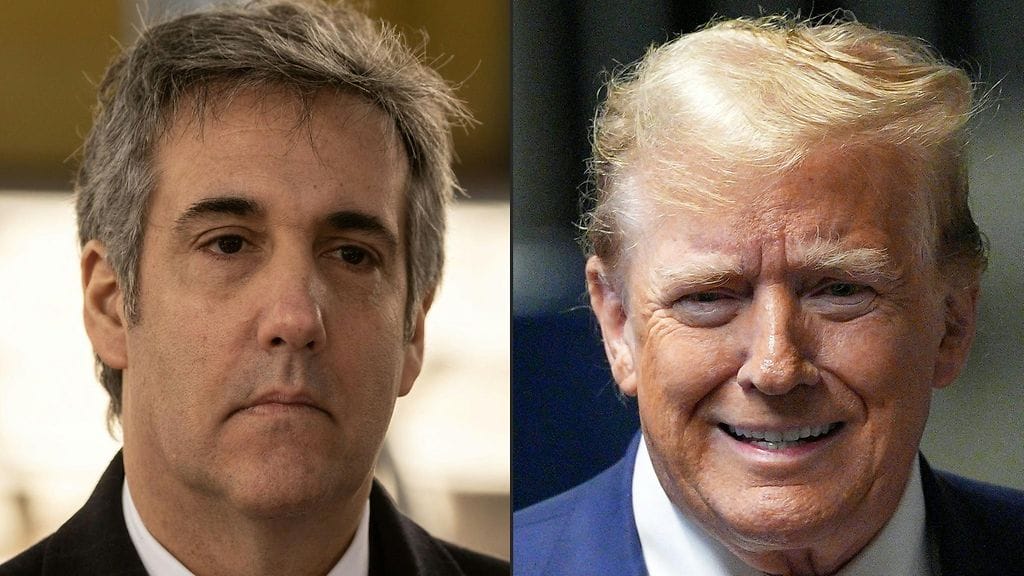 Kuvassa Yhdysvaltain entinen presidentti Donald Trump ja hänen entinen asianajajansa Michael Cohen.