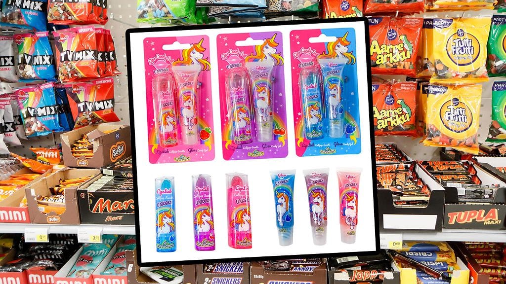 Erä Funny Candy Unicorn Lips Candy Set -makeisia vedettiin myynnistä.