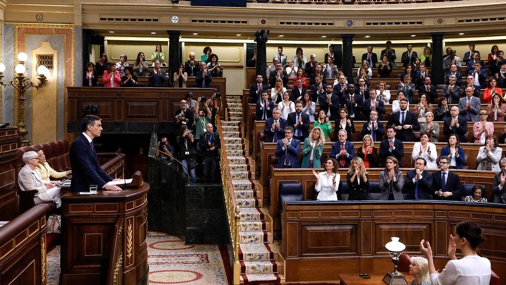 Espanjan pääministeri Pedro Sanchez kertoi palestiinalaisvaltion tunnustamisesta parlamentille.