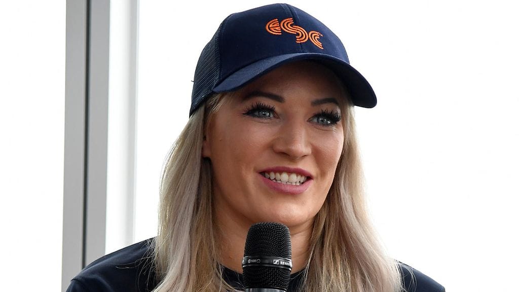 Elise Christie kuvattuna maaliskuussa 2022.