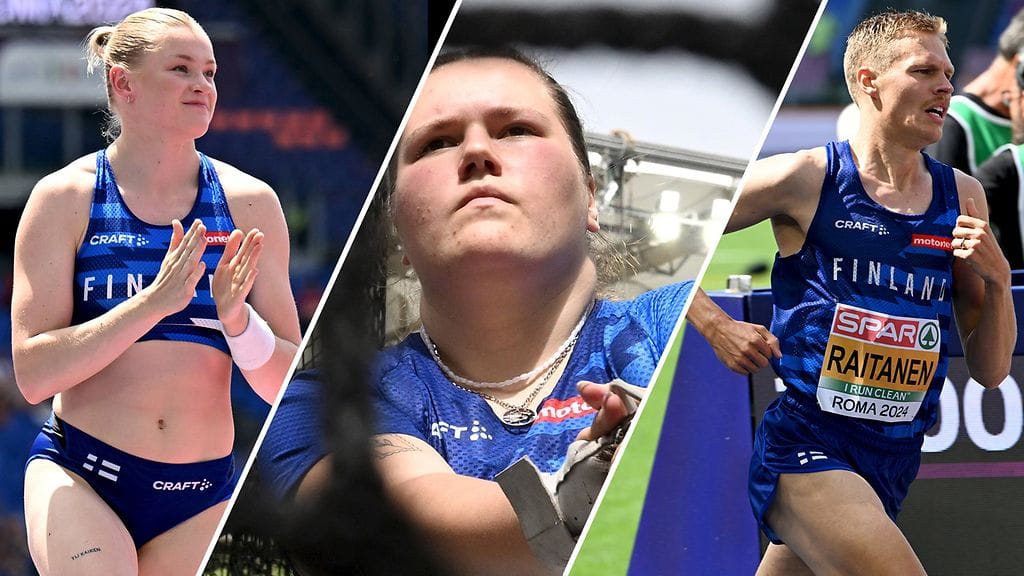 Wilma Murto (vas.), Silja Kosonen ja Topi Raitanen ovat mukana maanantai-illan loppukilpailuissa.