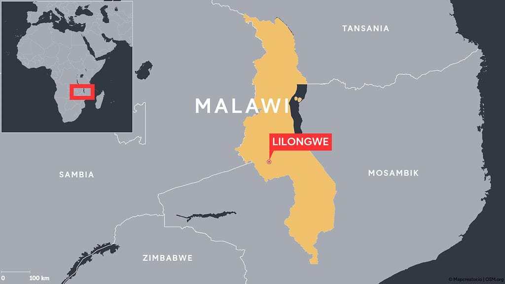 Malawin valtion sijaitsee Itä-Afrikassa.