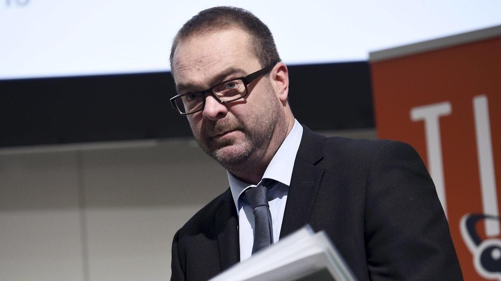 Ville Pernaa Kanava-tietokirjapalkinnon ehdokasjulkistuksessa Helsingin kirjamessuilla Messukeskuksessa 26. lokakuuta 2017.