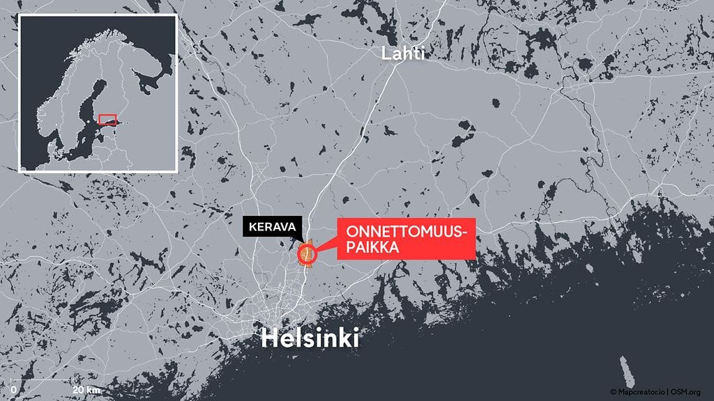 OMA Lahden moottoritiellä Keravalla on tapahtunut usean ajoneuvon kolari