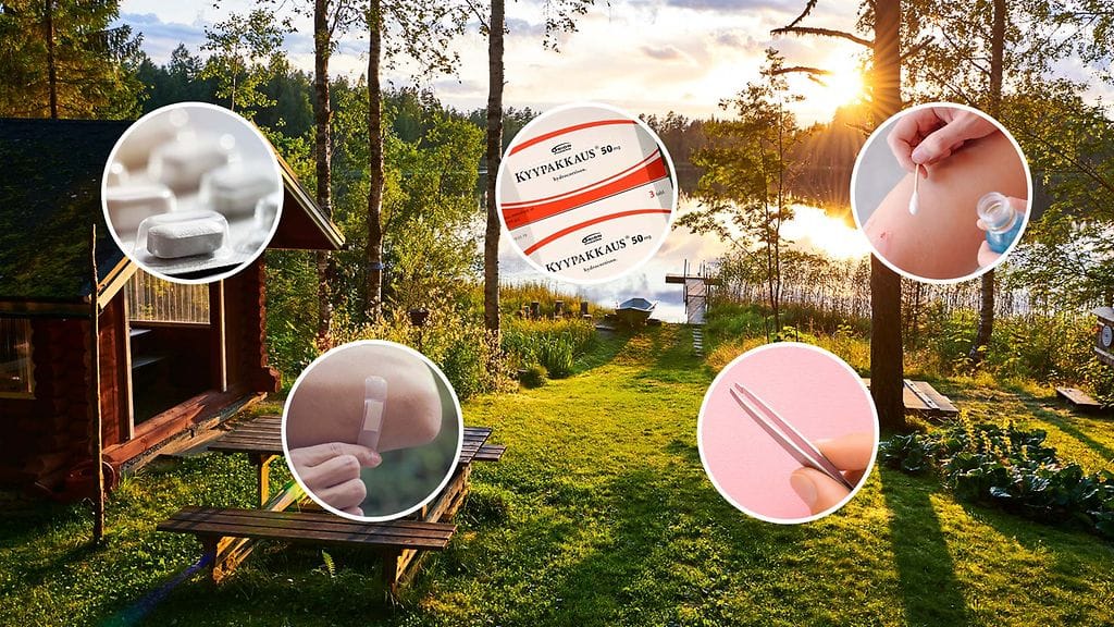 Mökin lääkekaappiin kannattaa varata ainakin haavanhoitovälineet sekä kyypakkaus. Lääkkeitä ei kuitenkaan kannata säilyttää mökillä.