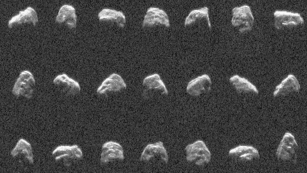 Ensimmäisessä kuvasarjassa näkyy maan lähempää ohittanut 150-metrinen asteroidi. / NASA